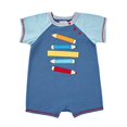thumbnail image 2 of Mud Pie Back to School Pencil and Ruler Baby Boy Shortall, Blue, 6-9 Months, 2 of 3