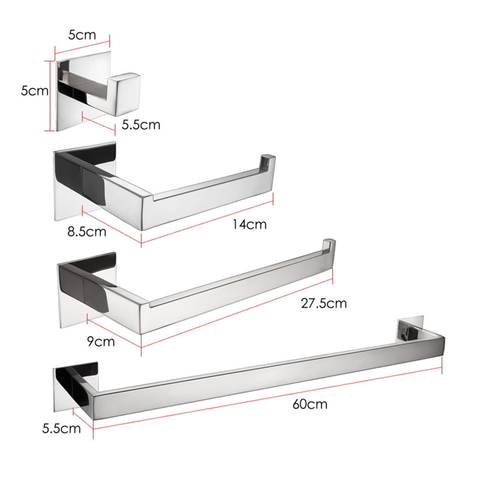 Kepooman Towel Rack Set, Towel Bar Holder Rack Robe Hook Tissue, Silver Kepooman Towel Rack Set, Towel Bar Holder Rack Robe Hook Tissue, Silver
