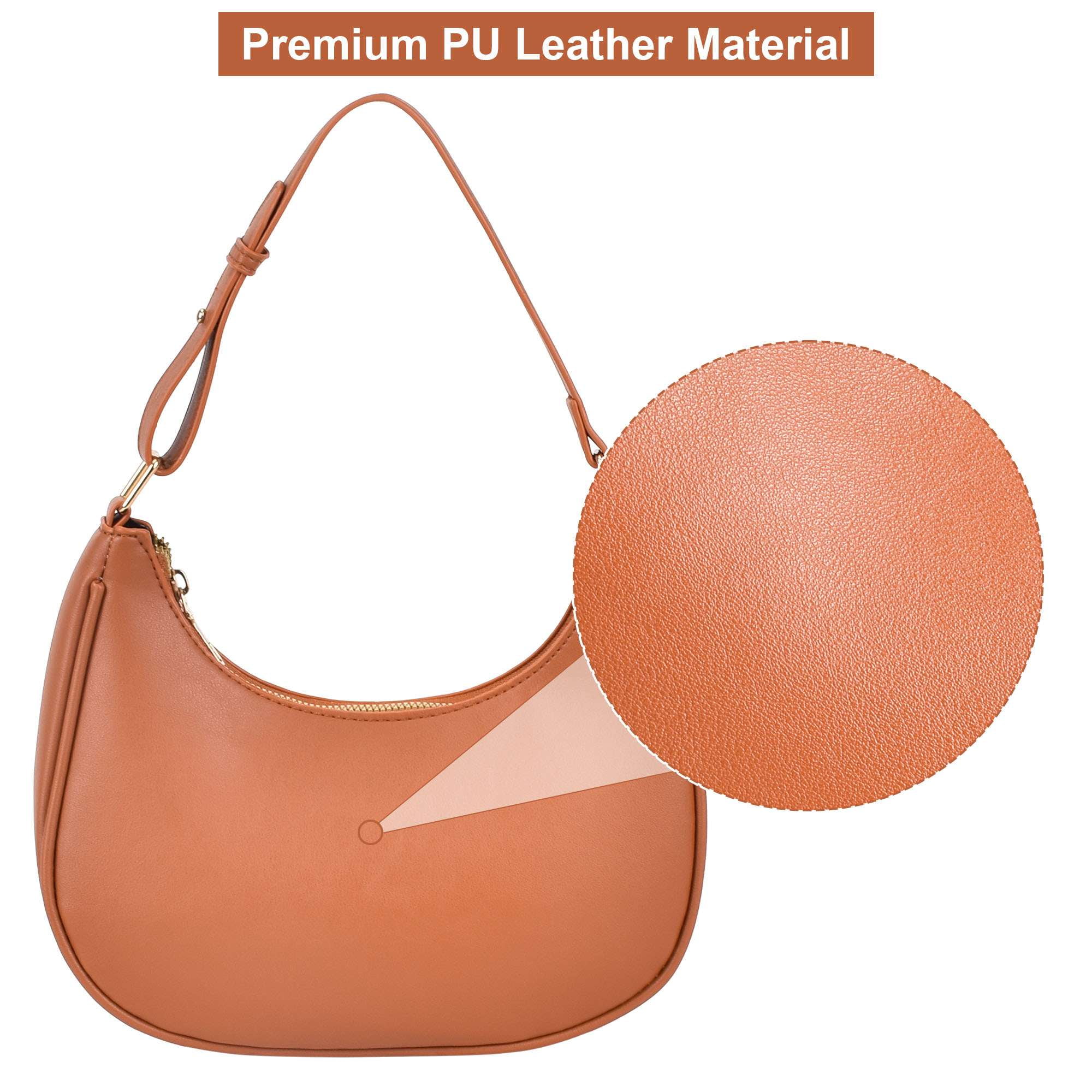Spencer Shoulder Bag for Women Small Purse with Extension Strap Crescent Clutch Purse Leather Hobo Handbag Satchels, Black