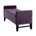 thumbnail image 3 of Inspired Home Megalan Velvet Storage Bench Button Tufted Silver Nailhead Trim Modern, Plum, 3 of 8