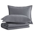 thumbnail image 2 of RUIKASI 3 Pieces Quilt Set Queen Size, Soft Microfiber Lightweight Bedspread Coverlet Bed Cover (Wave Pattern) for All Seasons, Dark Grey, 2 of 7