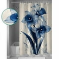 thumbnail image 3 of Small Stall Shower Curtain 48x72 Inch Narrow Half Size Blue Floral Spring Bath Curtains Bathroom Decor Summer Botanical Vintage Waterproof Fabric Shower Curtain Set with Hooks 48 Inch, 3 of 6