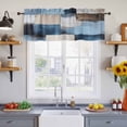 thumbnail image 2 of 2 Pack Abstract Color Stitching Valance for Window Blue Brown Graffiti Theme Kitchen Valance Rod Pocket Short Curtain Topper Decorative Window Treatment for Living Room Bedroom 42"x12", 2 of 8