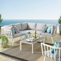 Modway Riverside 6 Piece Outdoor Patio Aluminum Set in White Gray