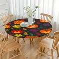 thumbnail image 3 of Halloween Elastic Edge Tablecloth Pumpkin Design - 52 Inch Round Fitted Cover for Kitchen Dining Party, 3 of 6