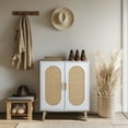 thumbnail image 3 of UBesGoo Modern Rattan Shoe Storage Cabinet, 4 Layers Entryway Shoe Cabinet Accent Console Cabinet Table with Adjustable Shelves, White, 3 of 13