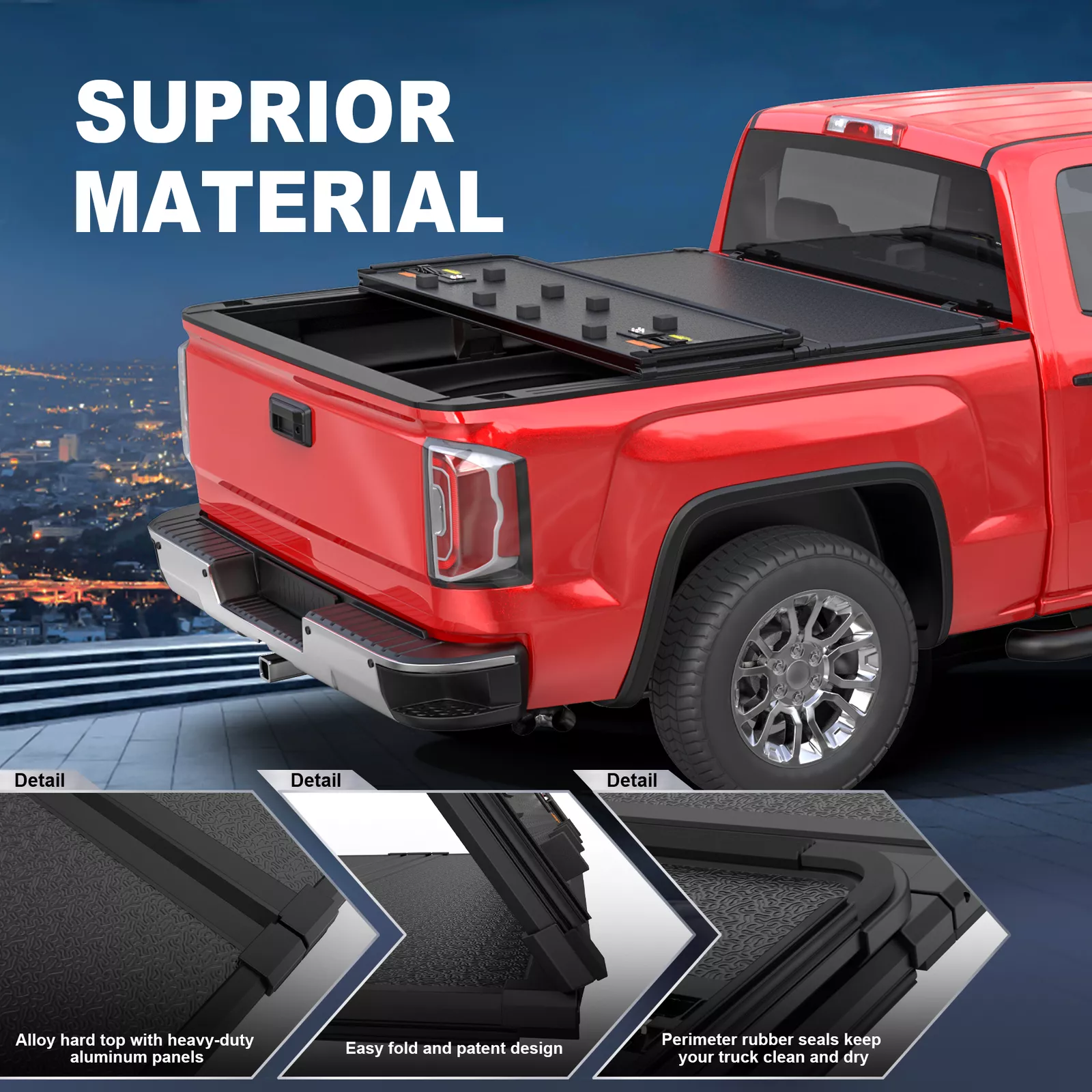 MOSTPLUS 5FT 3-Fold Hard Tonneau Cover for 2015-2026 Chevy Colorado GMC Canyon Truck Bed
