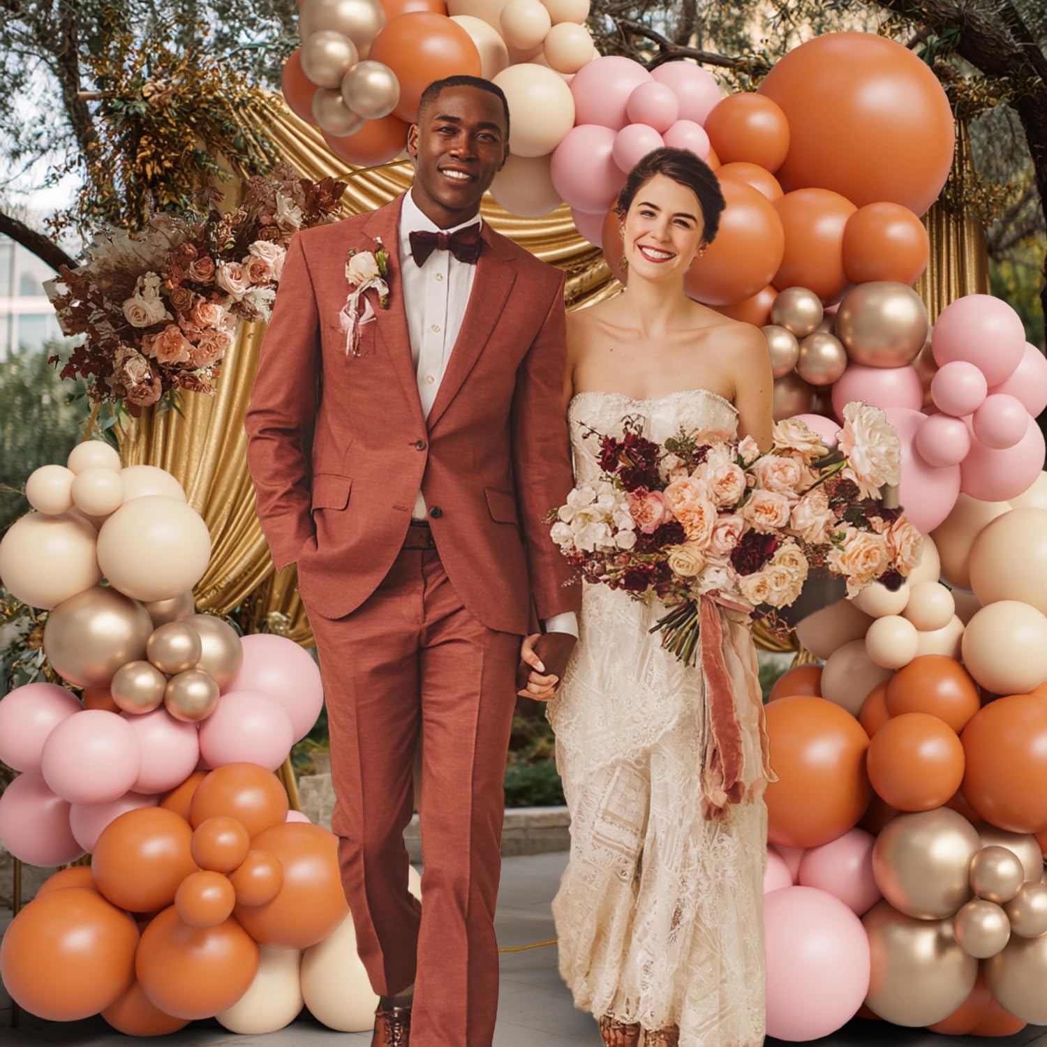 145PCS Fall Pink Balloon Arch Kit – Boho Baby Shower Decorations for Girl, Burnt Orange Nude Pink Balloons, Pumpkin Themed Fall Balloon Garland, Dusty Pink Balloons for Autumn Party
