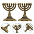 thumbnail image 3 of Taxenne 2pcs 7- Branch Menorah Holder for Shabbat Tabernacle Home Decor Ornaments Table Centerpiece Display Hanukkah Menorah and Supplies, Golden, 3 of 7