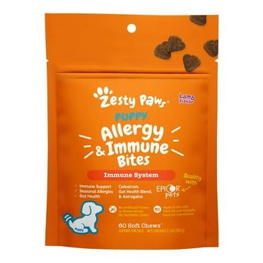 Zesty Paws Allergy & Immune Puppy Bites, Dog Supplement for Allergies & Immune Health, Lamb 60ct