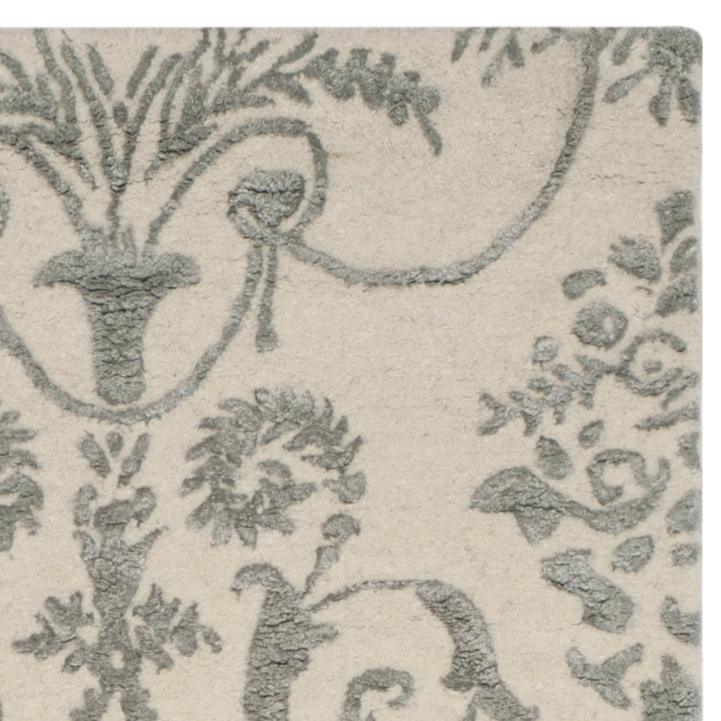 SAFAVIEH Bella Paula Damask Floral Wool Area Rug, Ivory/Grey, 3' x 5'