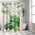 thumbnail image 6 of St Patricks Day Shower Curtain Green Truck Lucky Clover Shower Curtains for Bathroom Shamrock Green Eucalyptus Leaves Bath Curtains Sets for Spring Irish Holiday Decor Waterproof Extra Long 72" X 84", 6 of 6
