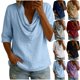 thumbnail image 1 of Neewe Women's 3/4 Sleeve Shirts Classic Solid Color Clow Neck Casual Work Tops Blouses Daily Outfits, 1 of 6