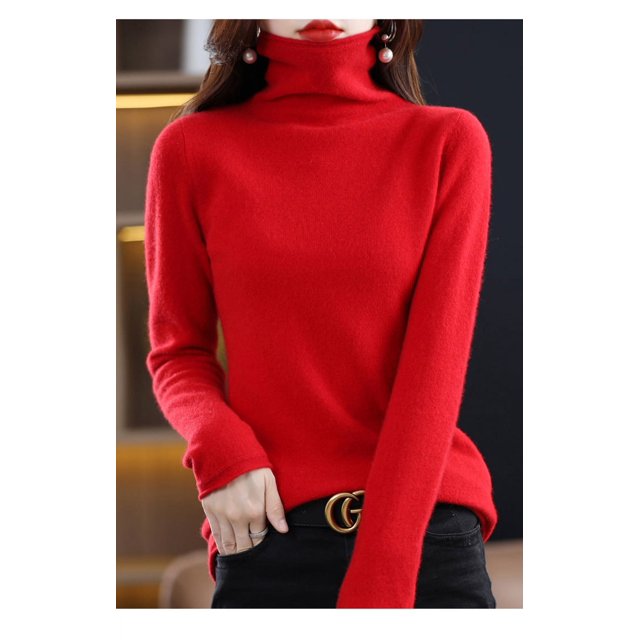 Suéter de lana para mujer, camisa base con cuello de pelo, suéter de cachemira de otoño e invierno, suéter de chaqueta de cuello alto de estilo extranjero