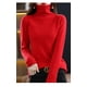 thumbnail image 1 of Suéter de lana para mujer, camisa base con cuello de pelo, suéter de cachemira de otoño e invierno, suéter de chaqueta de cuello alto de estilo extranjero, 1 of 6