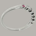 thumbnail image 4 of LBG British Made 9k White Gold Natural Diamond & Ruby Womens Eternity Ring - 33 size options - Size 5, 4 of 9