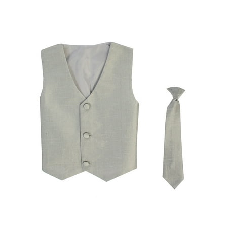 

Vest and Clip On Baby Boy Necktie set - SILVER - 2T/3T