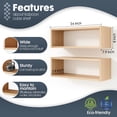 thumbnail image 4 of Kaboon 24" Floating Cube Shelves, Set of 2, Wall Mount Decorative Hanging Shelves, Light Walnut, 4 of 7