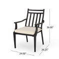 thumbnail image 2 of Christopher Knight Home Delmar Outdoor Dining Chair with Cushion (Set of 2) by  - 26.10" W x 24.50" D x 36.00" H Matte Black+Beige, 2 of 5
