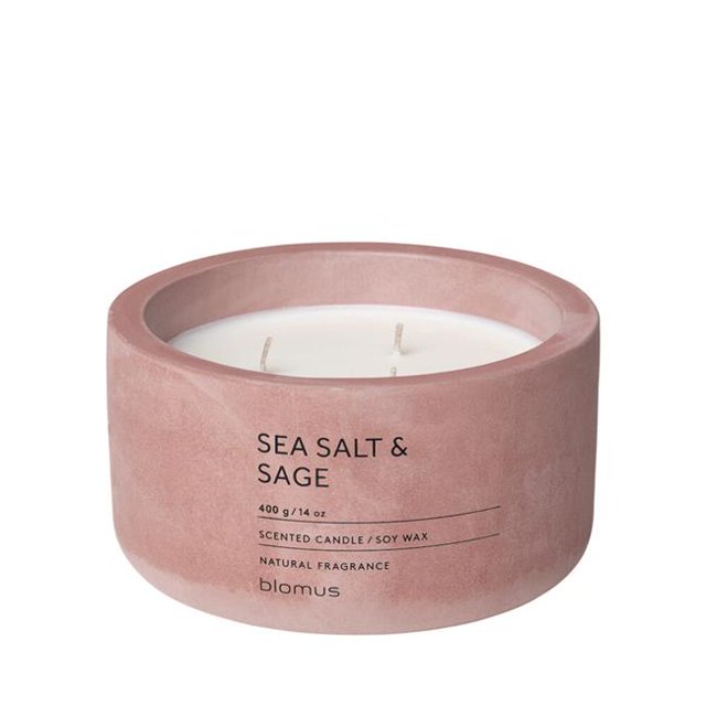 Blomus 65956 Fraga Bougie Parfumée en Conteneur de Béton, Rose Fanée - Parfum Sel de Mer & Sauge - 3 Mèches