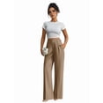 thumbnail image 5 of Women Wide Leg Pants High Waisted Business Casual Work Trousers Dressy Pants with Pockets Khaki S, 5 of 10