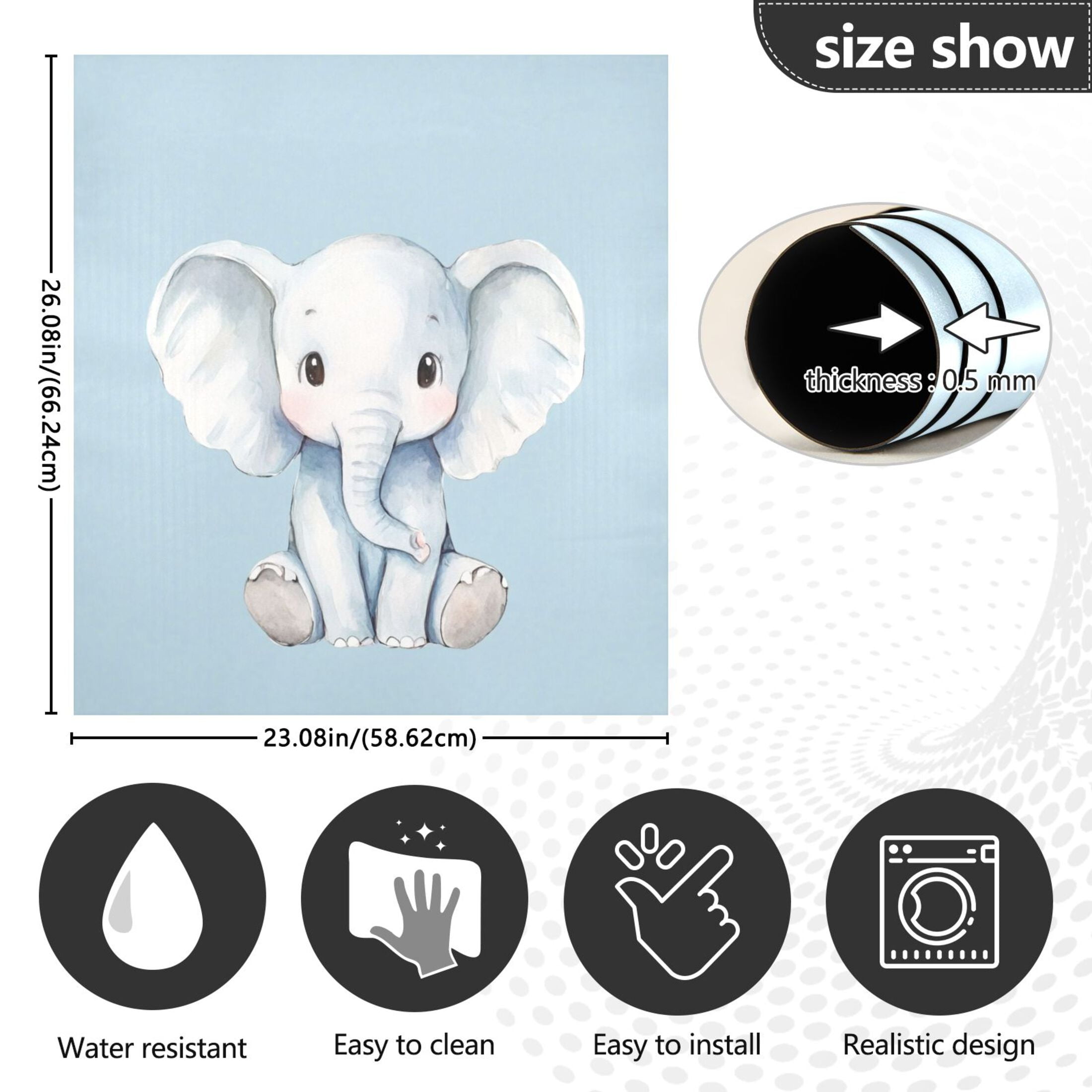 Dishwasher Magnetic Sticker 23x26 Inch Refrigerator Magnetic Sticker Washing Machine Magnetic Sticker Kitchen Panel Magnetic Sticker Home Decor Cute Cartoon Elephant Pattern