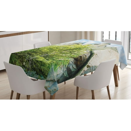 

Wizard Tablecloth Witchcraft School and Wizard Castle in Woods Replica in Japan Picture Print Rectangular Table Cover for Dining Room Kitchen 60 X 90 Inches Green Blue Beige by Ambesonne