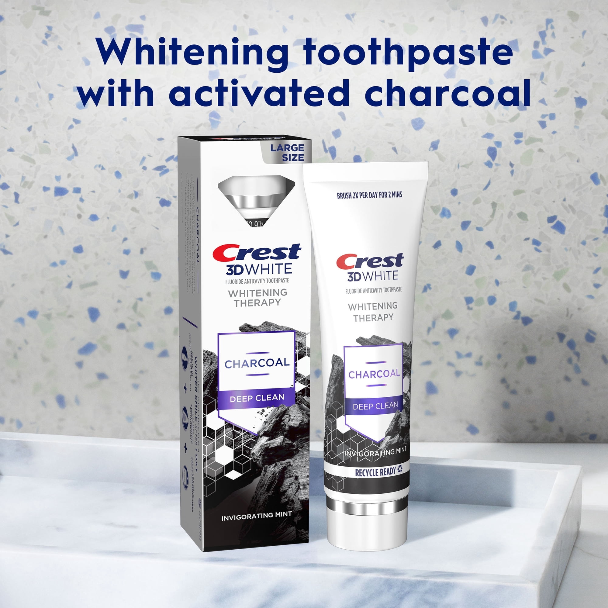 (3Pack) Crest 3D White Whitening Therapy Charcoal Deep Clean Invigorating Mint Toothpaste, 4.6 oz