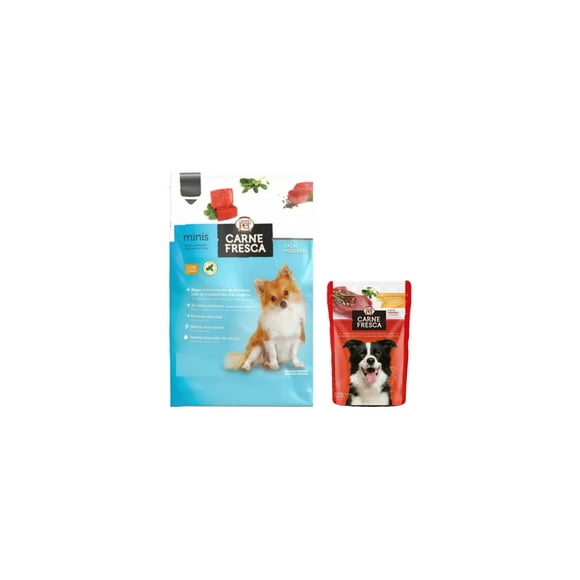 GrandPet Carne Fresca Minis 15 Kg + Caja Carne Fresca Ternera y Cordero Sobre 100 g (10 Pzas)