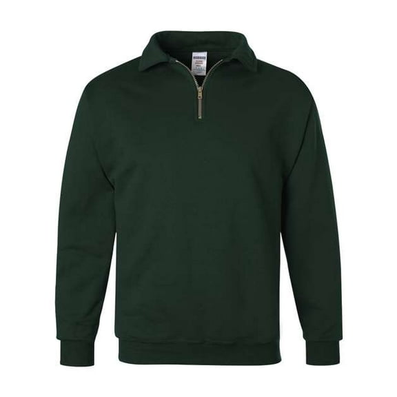 JERZEES - Super Sweats NuBlend Quarter-Zip Cadet Collar Sweatshirt - 4528MR, M, FOREST GREEN