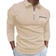 thumbnail image 1 of Blusa y camisa de manga larga con cuello vuelto para hombre, color liso, con bolsillos, mangas largas, cuello vuelto, camisa de golf de moda para hombre, parte superior de poliéster, 1 of 5