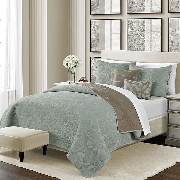 Camber 5Piece Reversible King Quilt Set in Seaglass