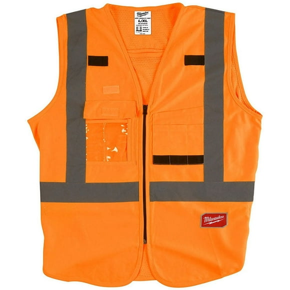 48-73-5072 - SAFETY VEST REFLECTIVE ORANGE L/XL WITH 10 POCKETS