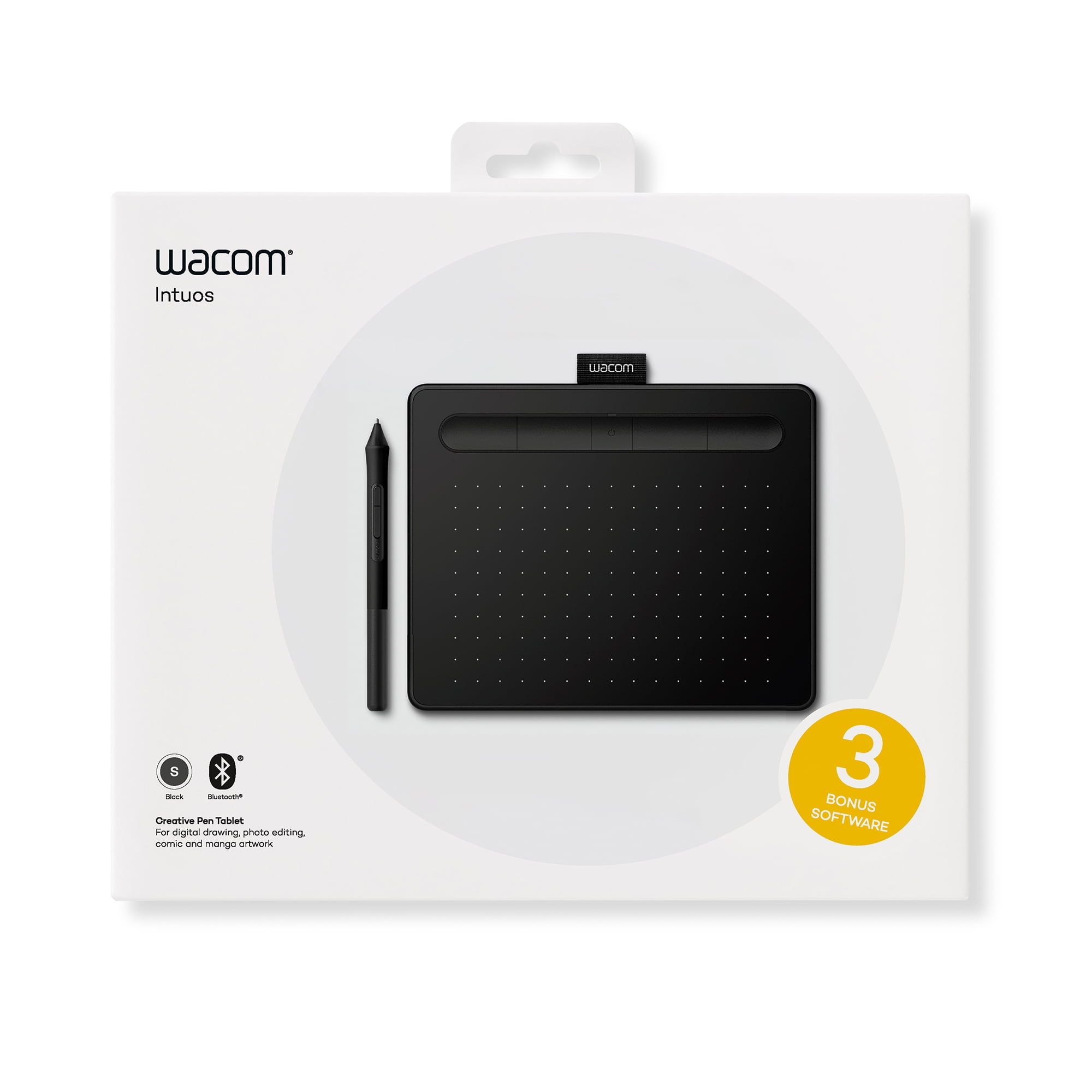 Wacom Intuos Wireless Graphics Drawing Tablet with 3 Bonus Software Included, 7.9" X 6.3", Black (CTL4100WLK0) Small (Wireless)