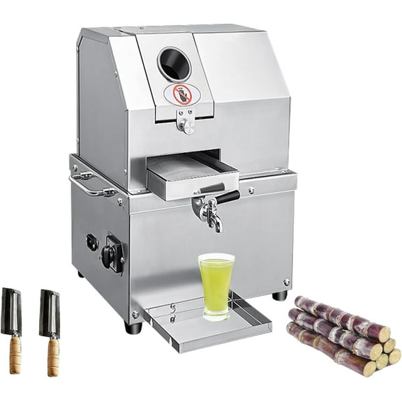 3-Roller Sugarcane Juice Extractor Grinder Ginger Sugar Cane Sorghum Stalk Press Juice Machine with Openable Cover 110V 300Kg/H