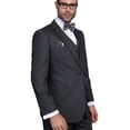 thumbnail image 2 of 3pc Charcoal Pinstripe Modern Fit Pleated Pants 2 Button Mens Suit Super 150's Extra Fine Italian Wool By Alberto Nardoni Brand Designer, 2 of 3