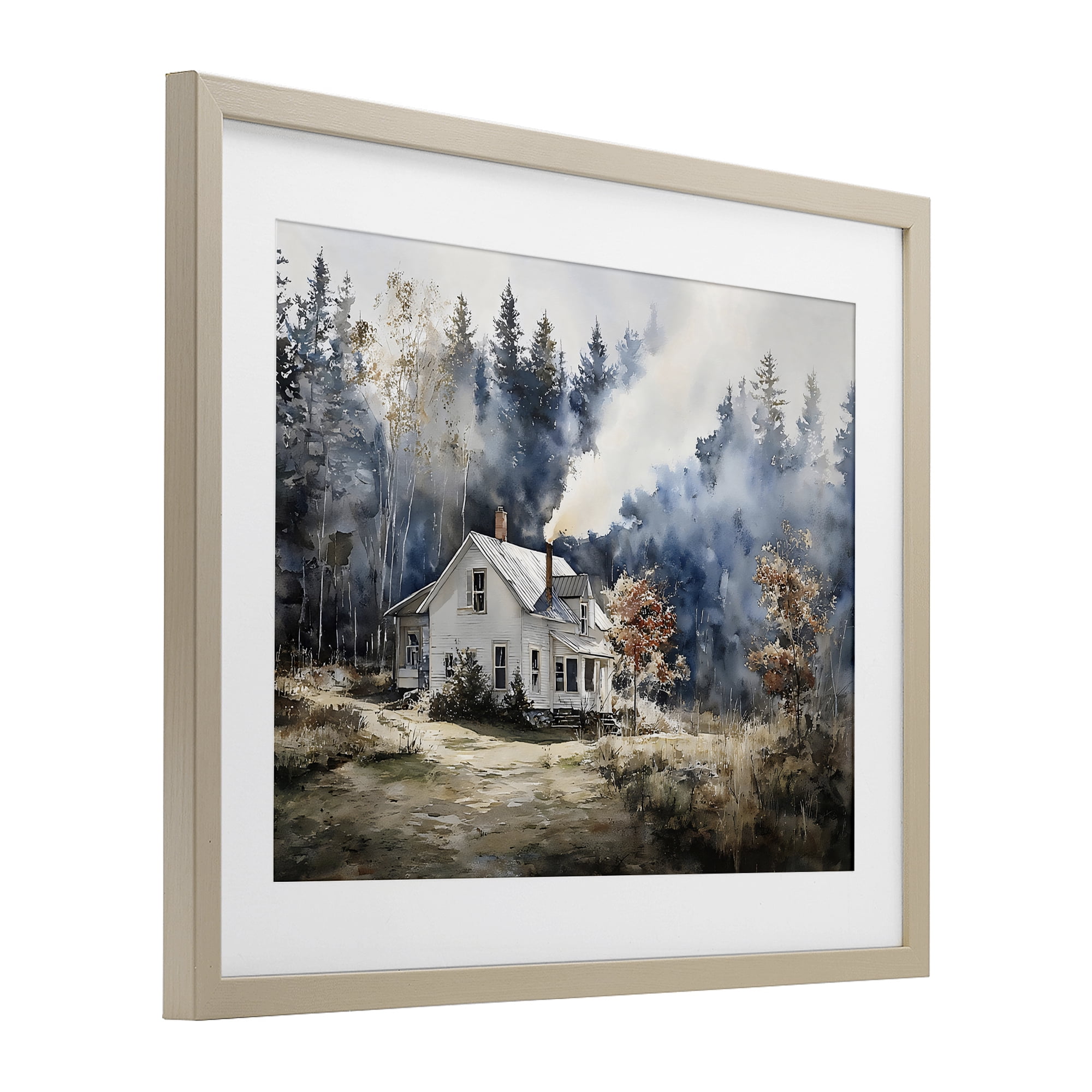 Stupell Industries Indigo Smoke at Woodland Cottage Birch Framed Print Under Glass, design by Franklyn Gregory