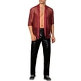 thumbnail image 2 of INSPIRE CHIC Mesh Sheer Cardigan for Men's Fishnet Open Front Party Tops 3/4 Sleeve See Through Shirts, 2 of 4