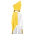 thumbnail image 2 of Miutii Girls Lyrical Praise Dance Dress One Shoulder Color Block Metallic Tunic and Worship Wide Leg Pants Set Yellow 6, 2 of 7