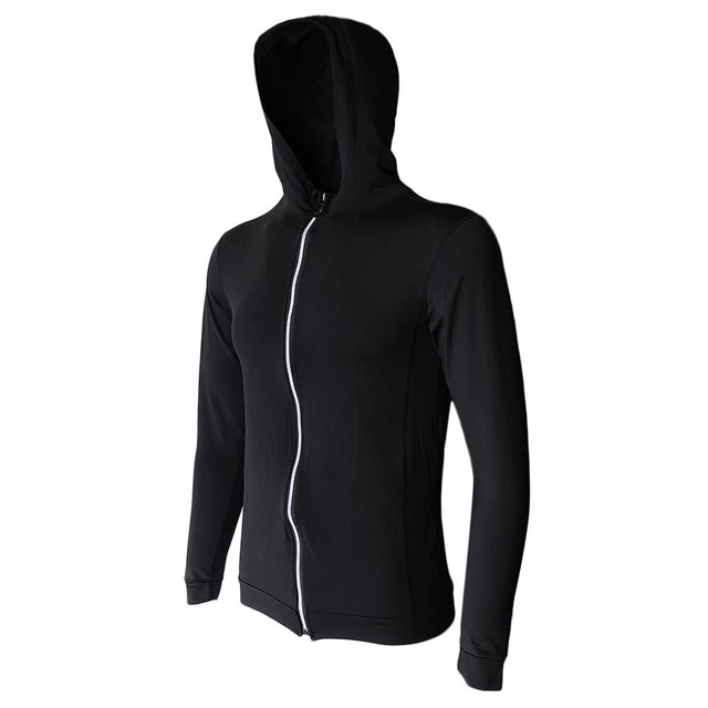 Sudadera con capucha y cremallera de entrenamiento para elástica para hombre para proteger deportivo de secado con bolsillo seguro con cremalle XXXL Hugo Traje de respiración para hombre