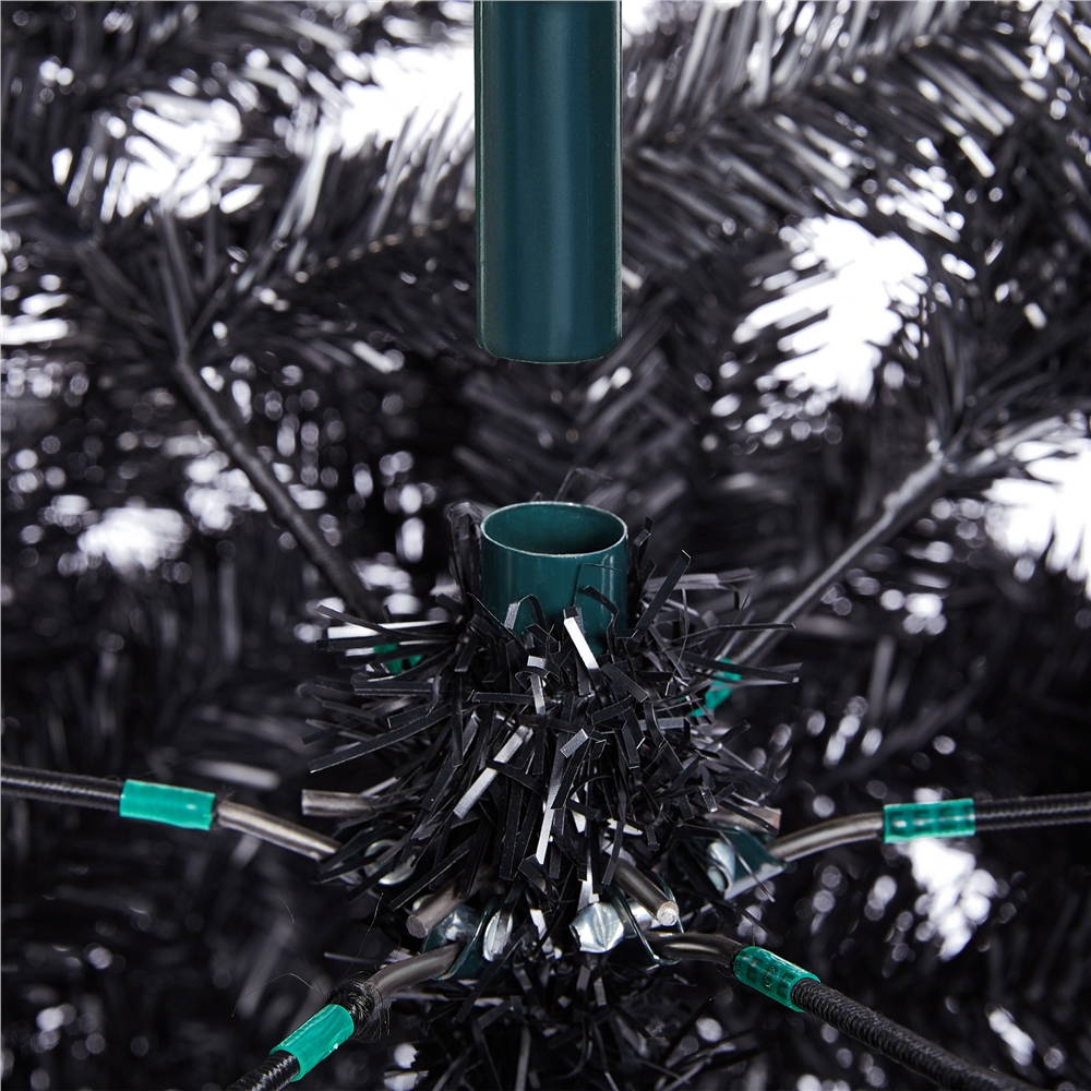 Alden Design 6FT Hinged Fir Artificial Christmas Tree with Foldable Stand, Black