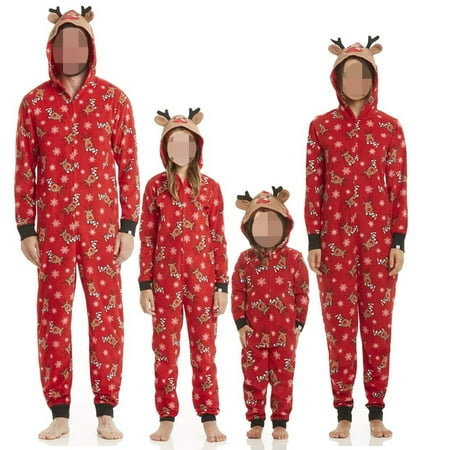 

Family Matching Christmas Pajamas Set Sleepwear Jumpsuit Hoodie with Hood Matching Holiday PJ s for Family