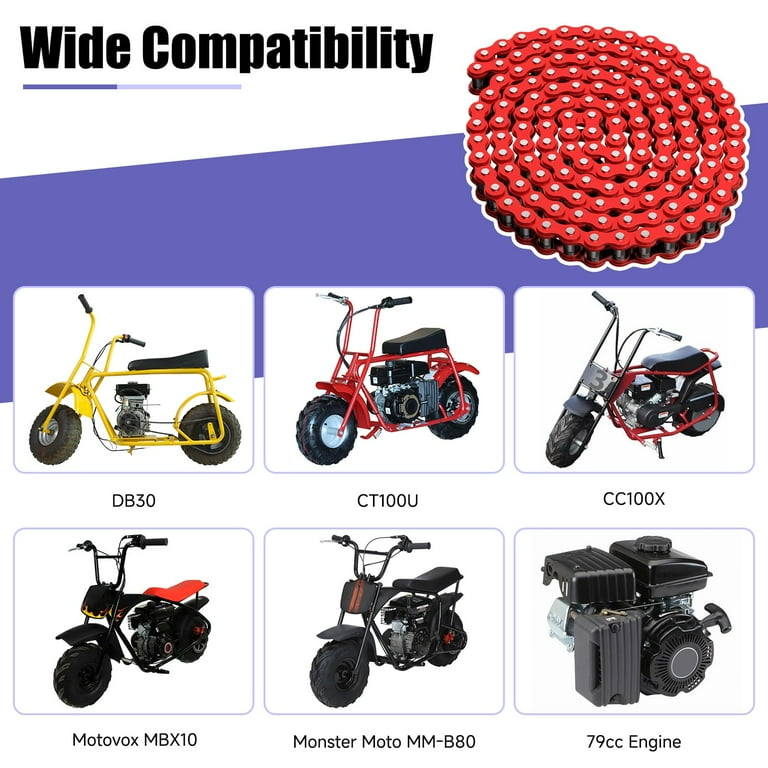 35 chain for coleman ct200u ex mini bike Ct200u-ex Bt200x Front and Rear Drive Chains and Chain Adjuste Accessories (#420 Chain 90 Link) : Automotive Safe transportation with reliable package CILOYU 420 Gold Chain Replacement