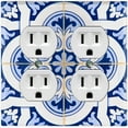 thumbnail image 4 of Metal Light Switch Plate Cover Elegant Blue White Mandala Tile Pattern TIL025, 4 of 15
