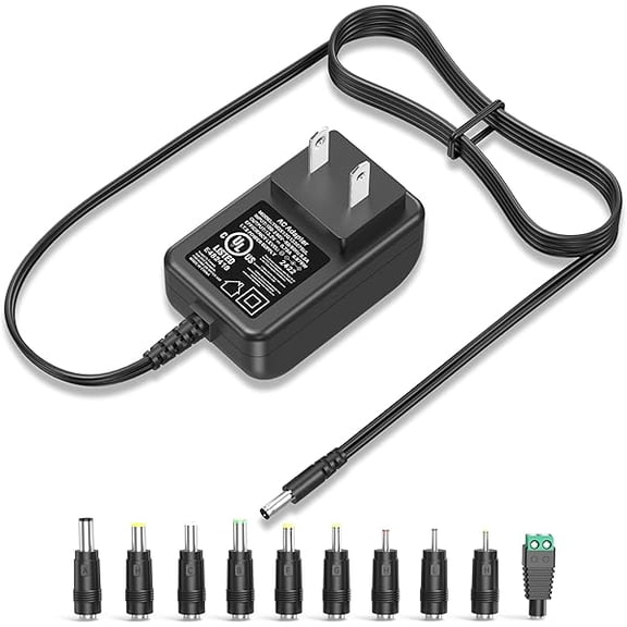 can 14V 1A 0.8A 0.5A Charger 14.0V 1.0A AC Adapter 14W Switching Power Supply DC 14 Volt 1000mA 800mA 600mA 500mA Adaptor Regulated Transformer Cord with 10 Interchangeable Jacks UL Listed Plug