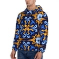 thumbnail image 2 of Hoodies for Men - Sicilian blue pattern Moroccan style Long Sleeve Comfrt Men'S Fashion Hoodies & Sweatshirts, Sweatshirts for Men Hoodies Pullover Clothing Clothes with Pouch, 2 of 7
