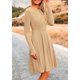 thumbnail image 4 of Vestido PRETTYGARDEN de Punto Acanalado Manga Larga Línea A XL Beige, 4 of 8