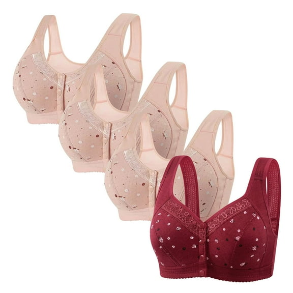 ATENAR Womens Bras,Wireless Bras for Women,Bras for Women,Comfort Fit,Soft,Solid,Nylon,Spandex,Pink,4XL(US:16)