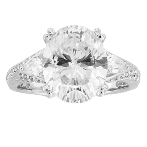 HeartsAndYou 4ct Oval Cut Moissanite Vintage Inspired Engagement Ring for Women 18k White Gold over Silver Pear Accents