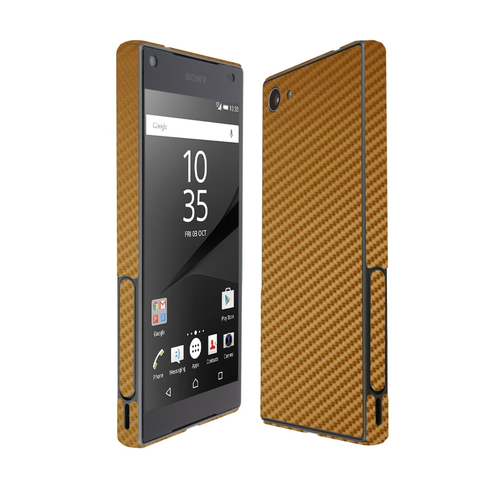 Skinomi Gold Carbon Fiber Skin Screen for Sony Z5 Compact -